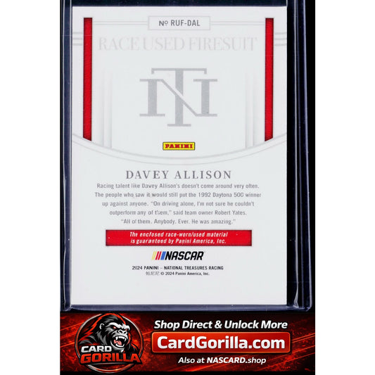 2024 Panini National Treasures #RUF-DAL Davey Allison Race Used Firesuit #/99