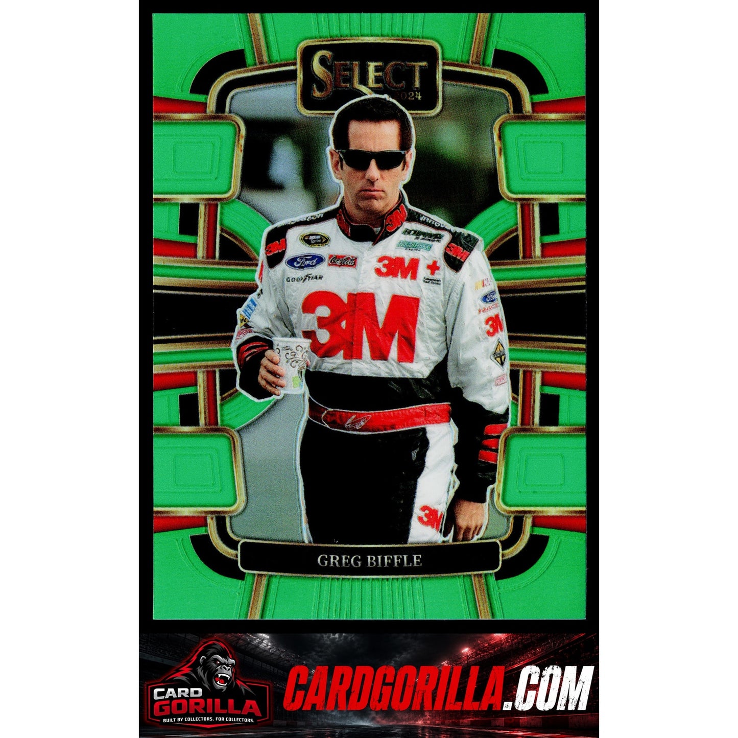 2024 Panini Select #8 Greg Biffle Neon Green Prizms #/75
