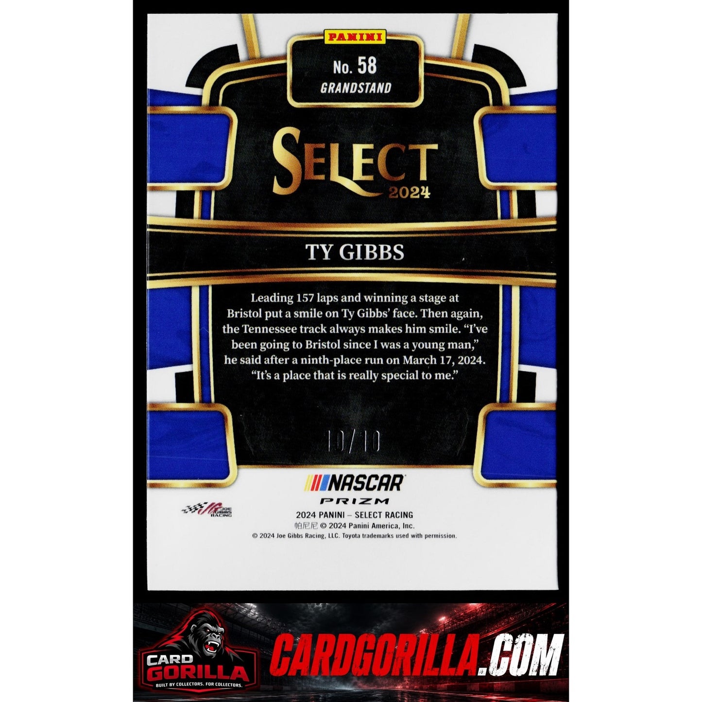 2024 Panini Select #58 Ty Gibbs Gold Prizms #/10