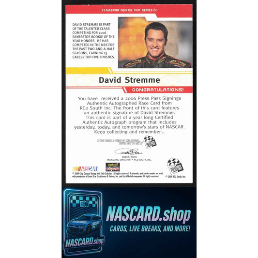 2006 Press Pass #NNO David Stremme Signings