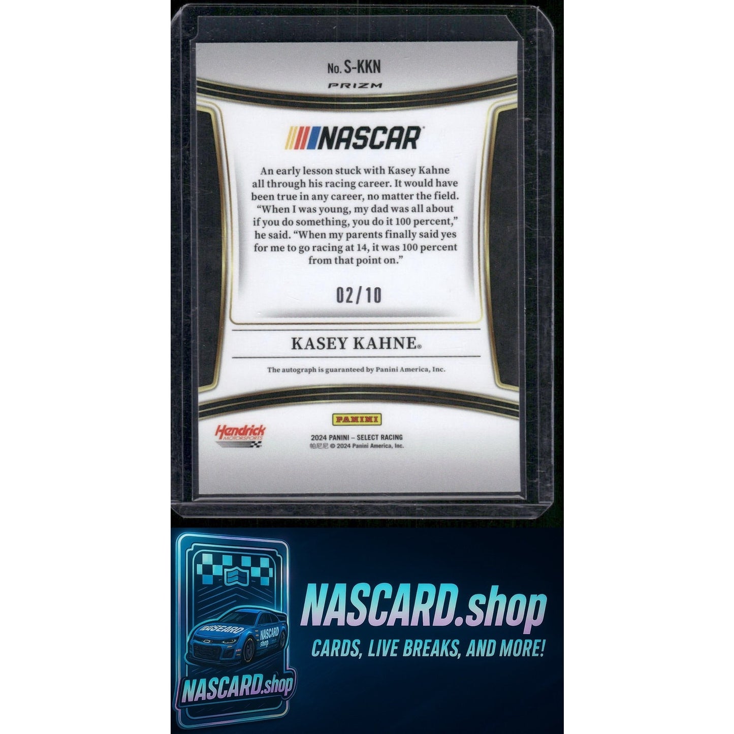 2024 Panini Select #S-KKN Kasey Kahne Signatures Gold Flash Prizms #/10