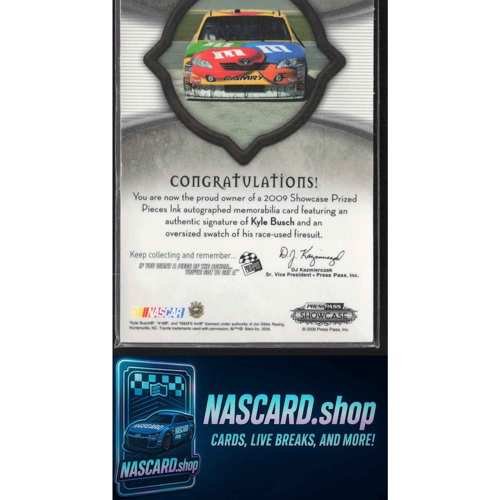 2009 Press Pass Showcase Kyle Busch Prized Pieces Ink Firesuit Patch Vault 1/1