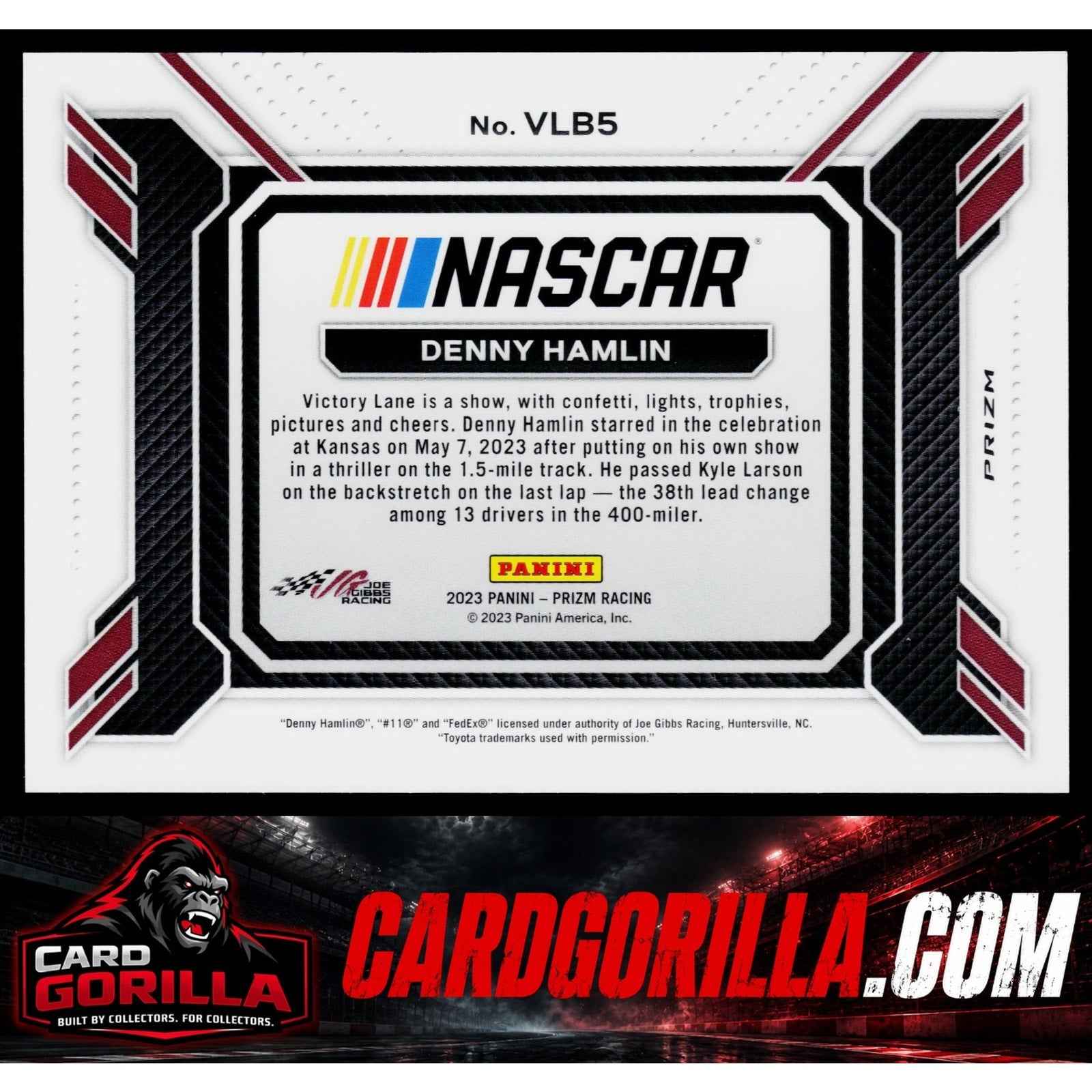 2023 Panini Prizm #VLB5 Denny Hamlin Victory Lane Bound White Sparkle Prizm