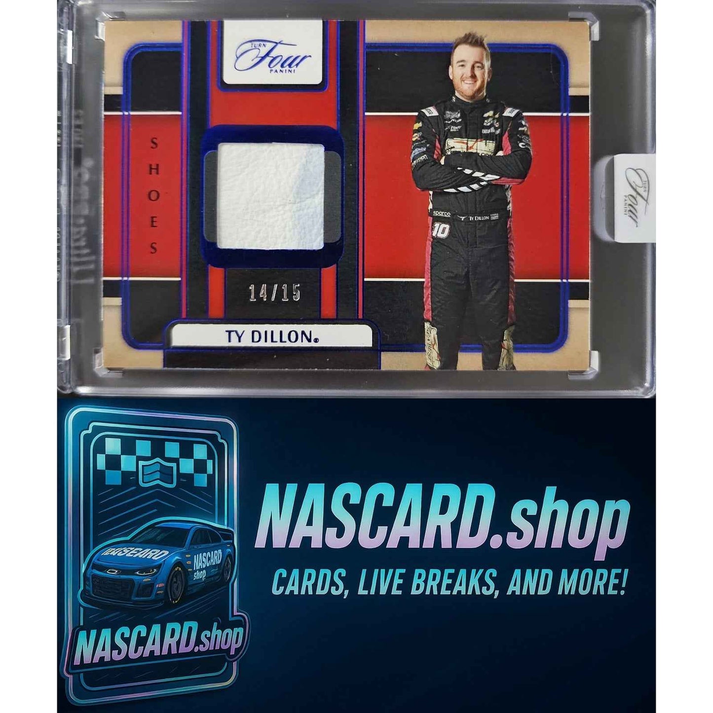 2025 Panini Turn Four #SH-TDN Ty Dillon Shoes Blue #/15