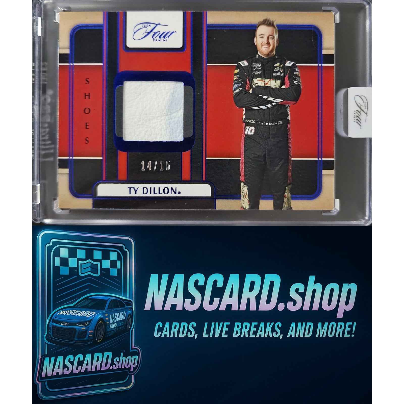 2025 Panini Turn Four #SH-TDN Ty Dillon Shoes Blue #/15