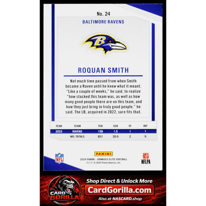 2024 Donruss Elite #24 Roquan Smith Green Disco