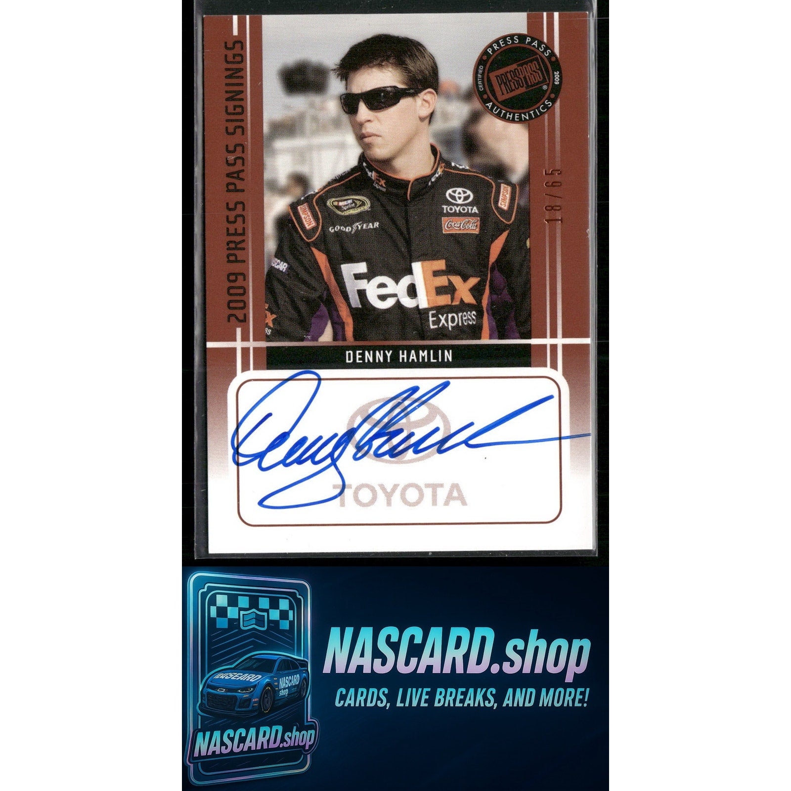 2009 Press Pass Denny Hamlin Signings Bronze #/65 - Card Gorilla