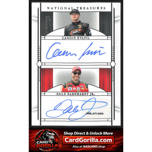 2024 National Treasures Dale Earnhardt Jr Carson Kvapil Dual Autographs 01/25