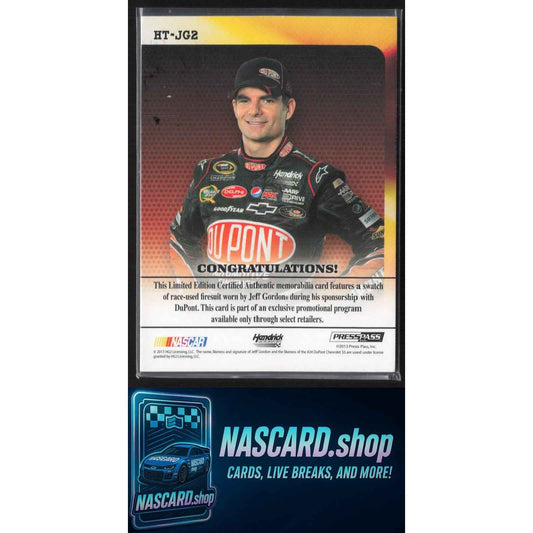 2013 Press Pass Ignite #HT-JG2 Jeff Gordon Hot Threads Red #/10