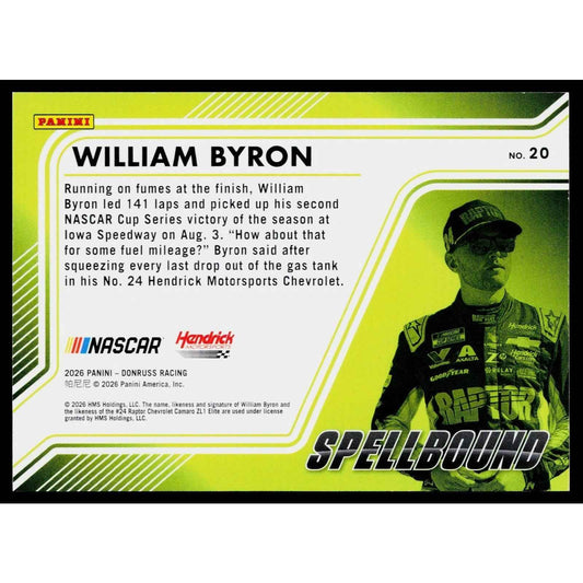 2026 Donruss #20 William Byron Spellbound Gold Ice #01/10