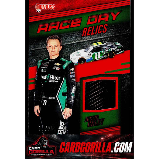 2022 Donruss #RDR-JH Justin Haley Race Day Relics Red #/25