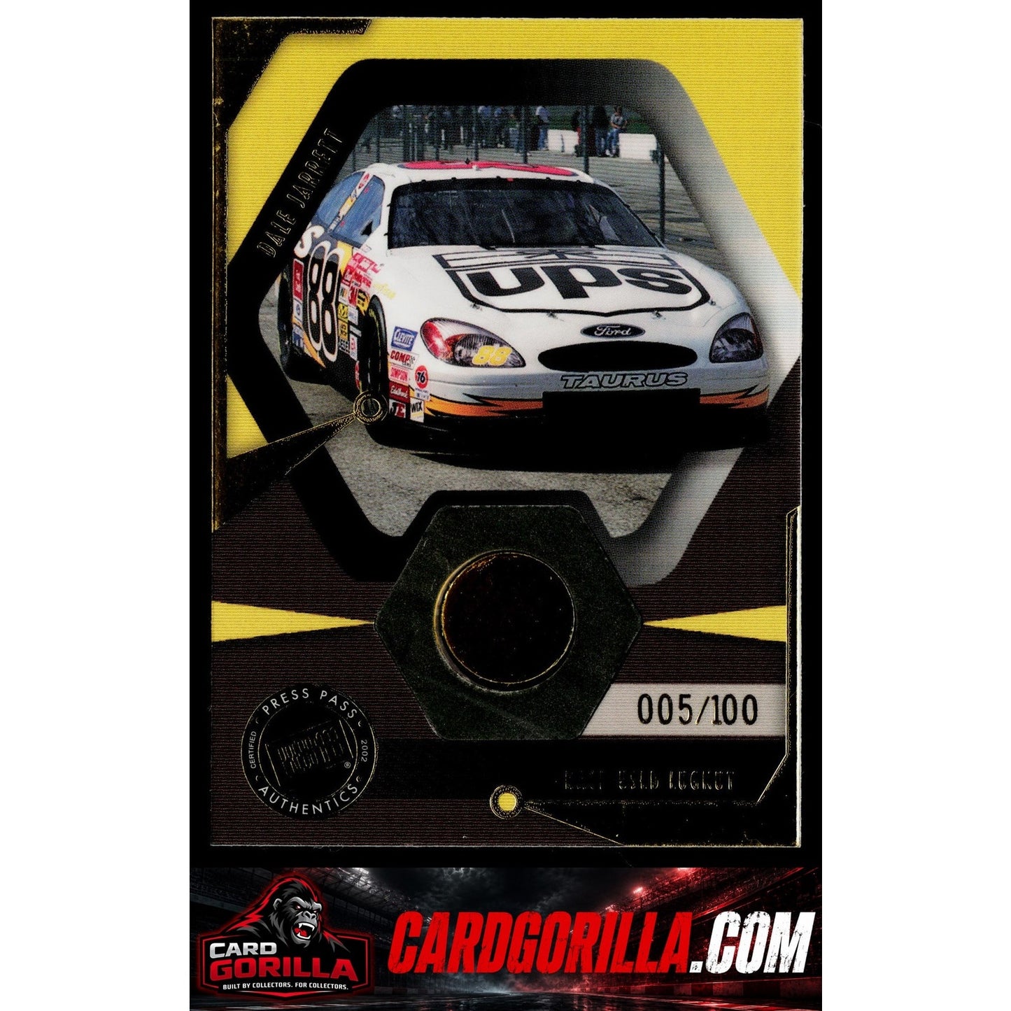 2002 Press Pass Optima #LNC 8 Dale Jarrett's Car Race Used Lugnuts Cars #/100