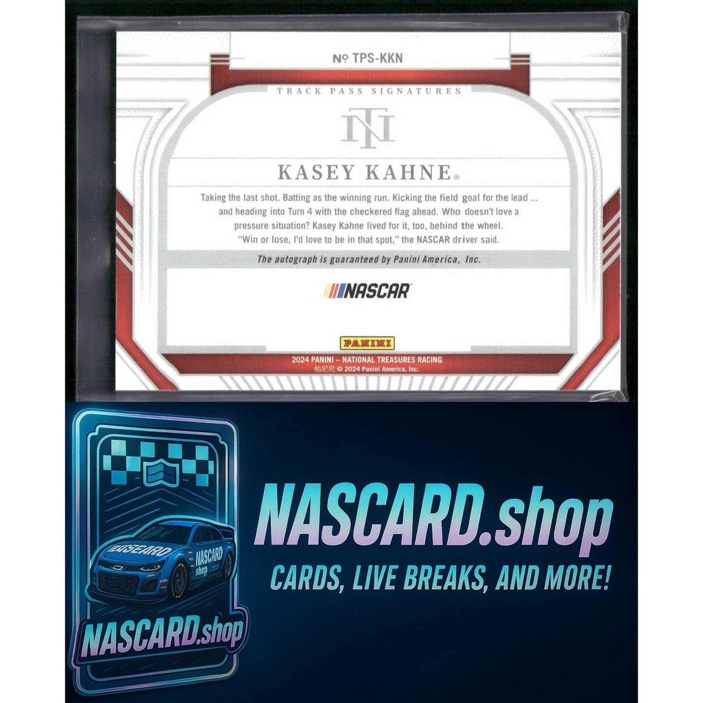 2024 Panini National Treasures #TPS-KKN Kasey Kahne Track Pass Signatures #/49