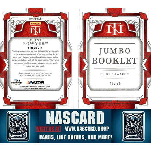 2024 National Treasures Jumbo Firesuit Booklet Clint Bowyer /25 - NASCARD.shop