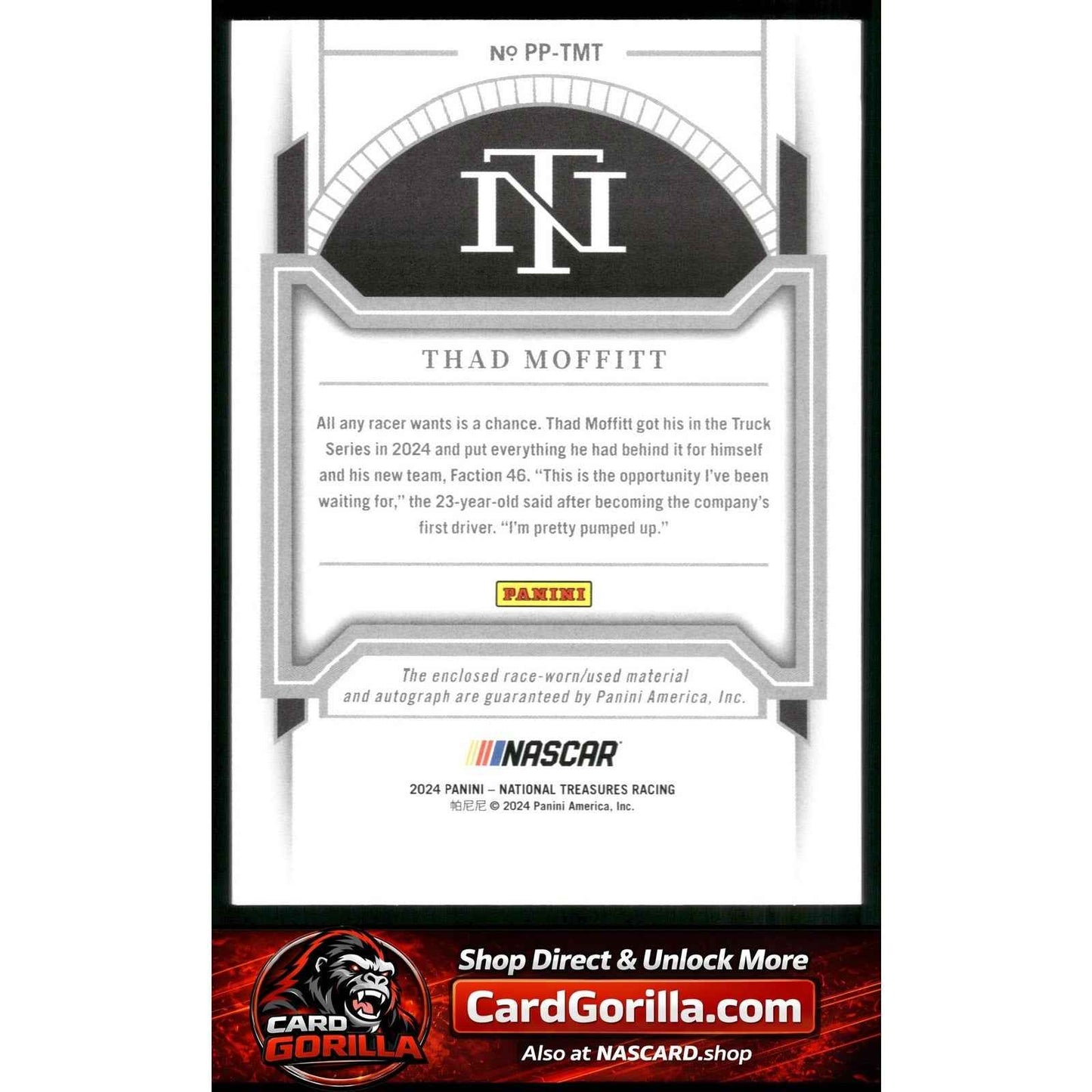 2024 Panini National Treasures #PP-TMT Thad Moffitt Premium Patches #/49