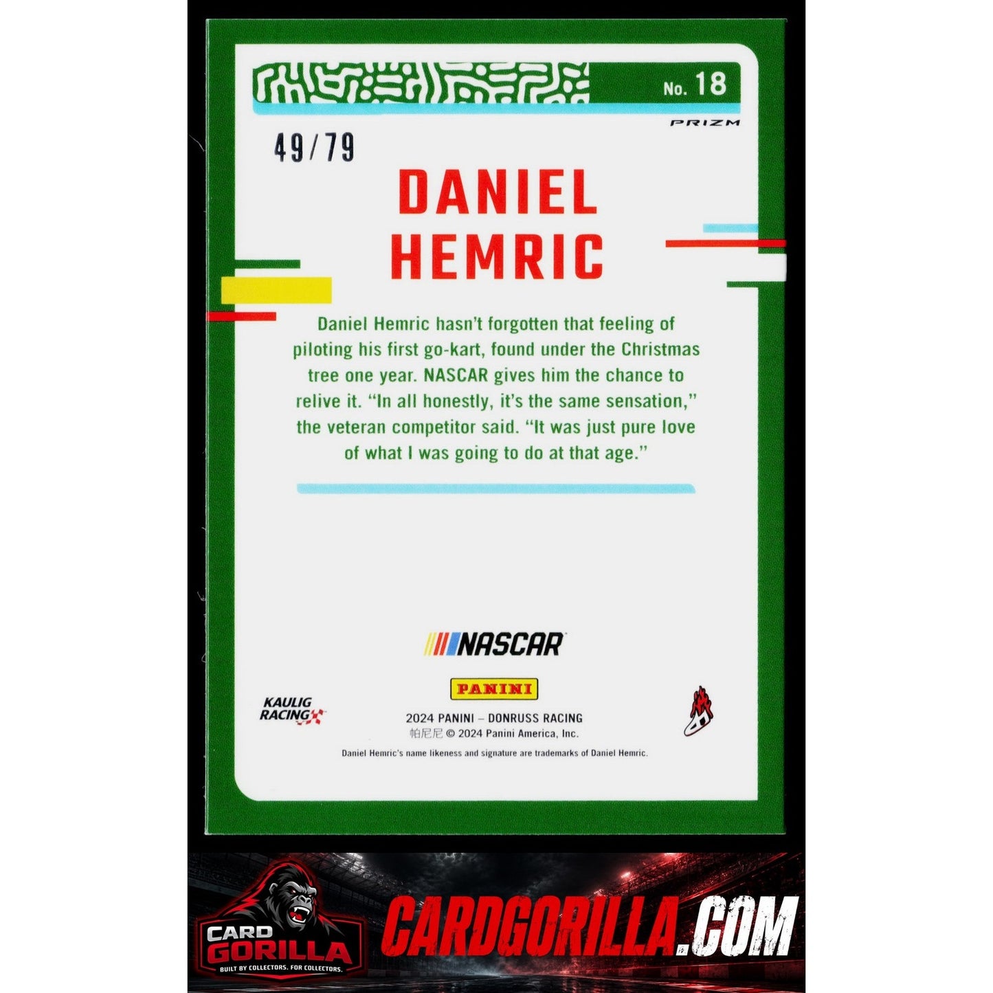 2024 Donruss #18 Daniel Hemric Optic Pink Velocity #/79