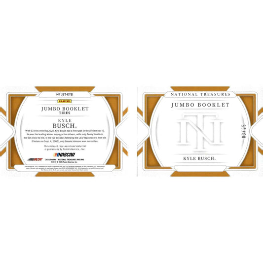 2025 Panini National Treasures #JBT-KYB Kyle Busch Jumbo Booklet Tire #/25