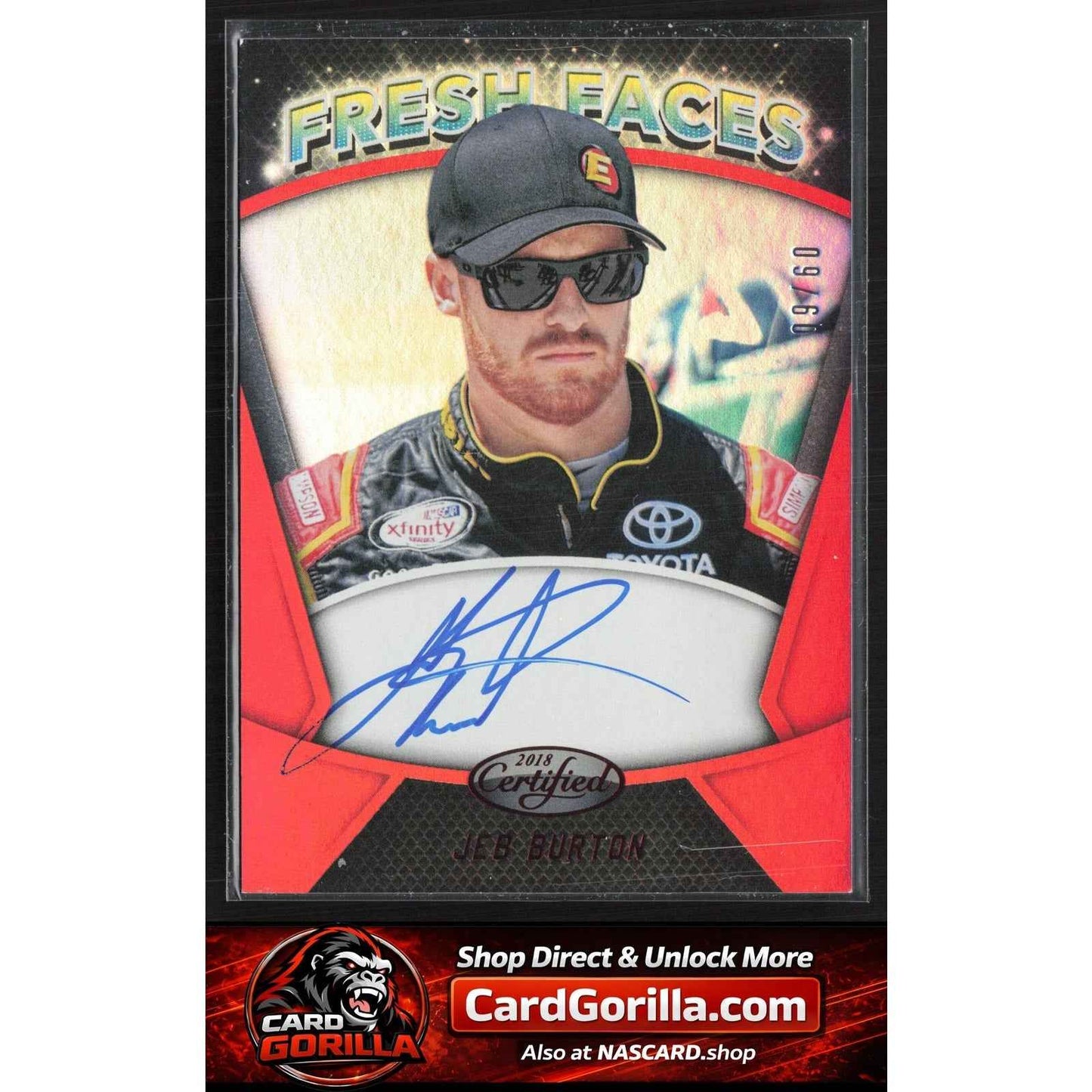 2018 Panini Certified #FFS-JB Jeb Burton Fresh Faces Signatures Red #/60