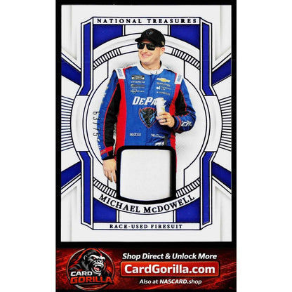 2025 Panini National Treasures Michael McDowell Race Used Firesuit Blue #/75