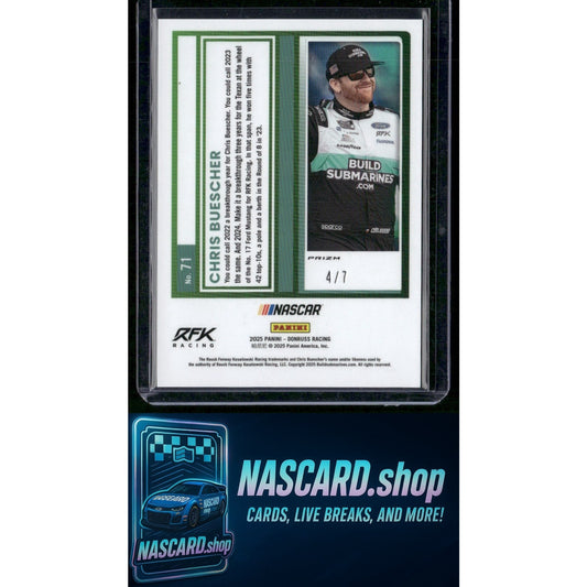2025 Donruss #71 Chris Buescher Optic Green Swirl #/7