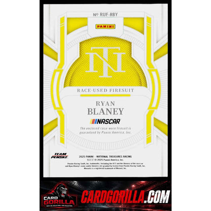 2025 Panini National Treasures #RUF-RBY Ryan Blaney Race Used Firesuit #/99