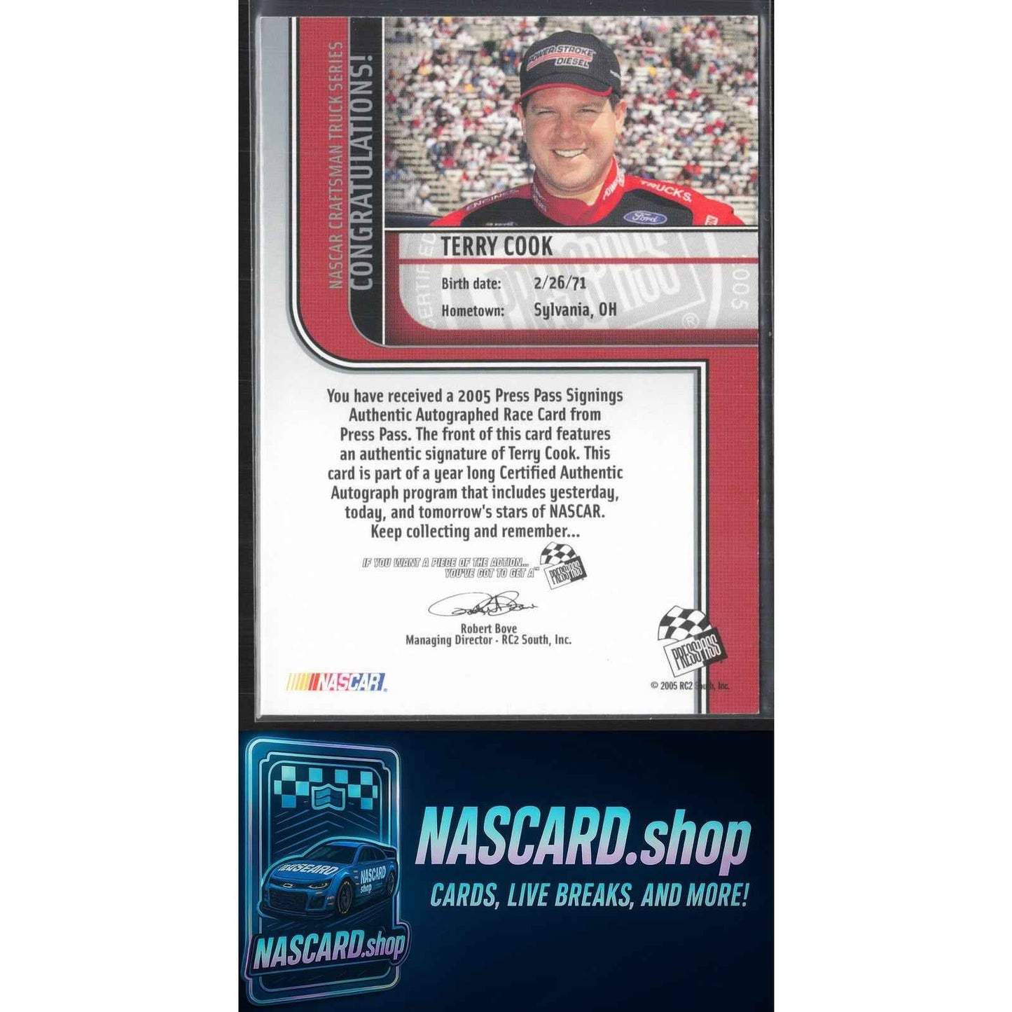2005 Press Pass #NNO Terry Cook Signings