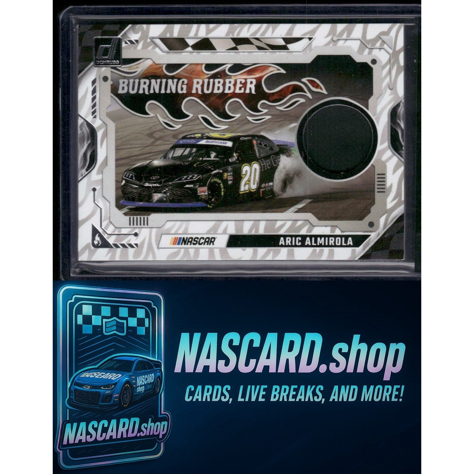2025 Donruss #BRM-AAA Aric Almirola Burning Rubber Materials - NASCARD.shop