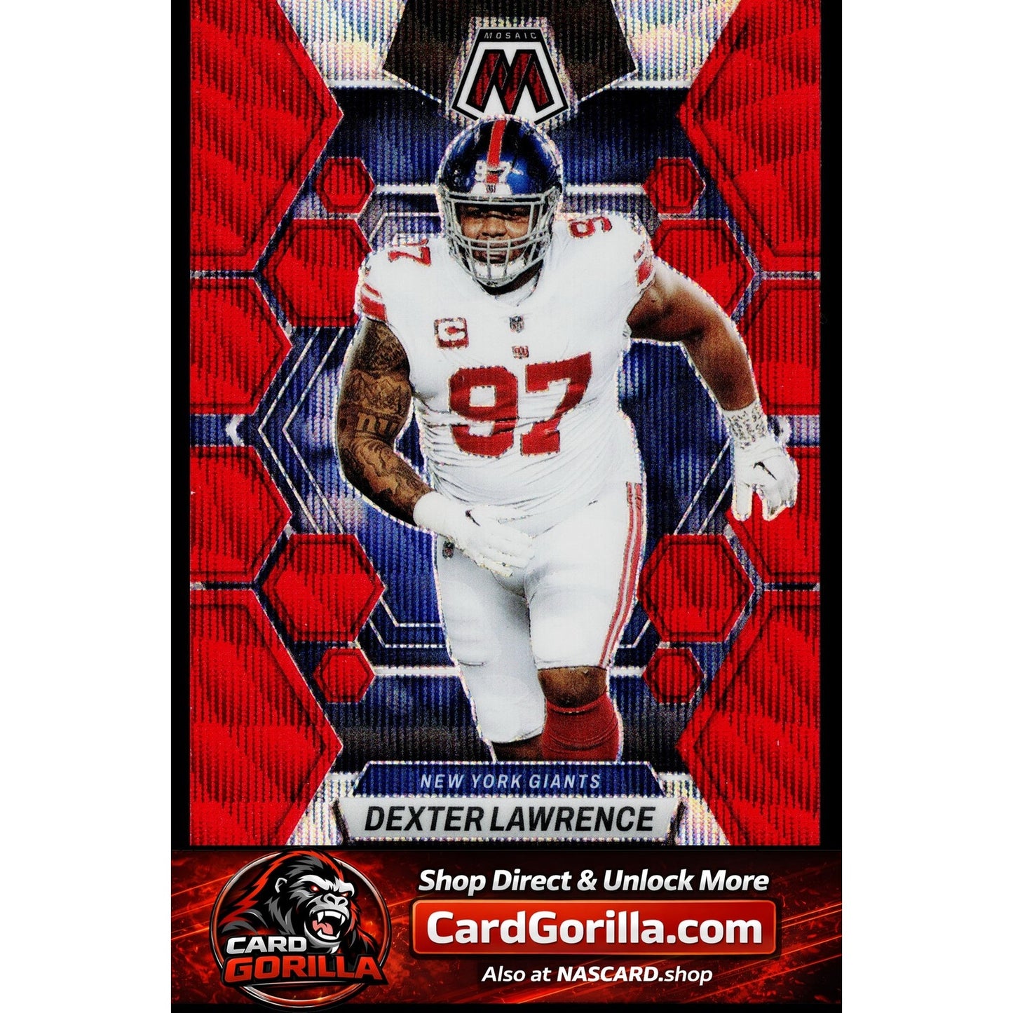 2023 Panini Mosaic #178 Dexter Lawrence Red Wave Mosaic #/9
