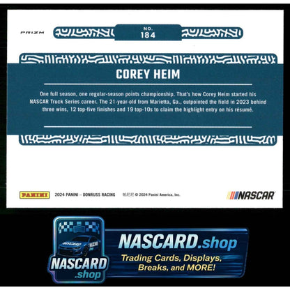 2024 Donruss #184 Corey Heim Optic Blue Velocity