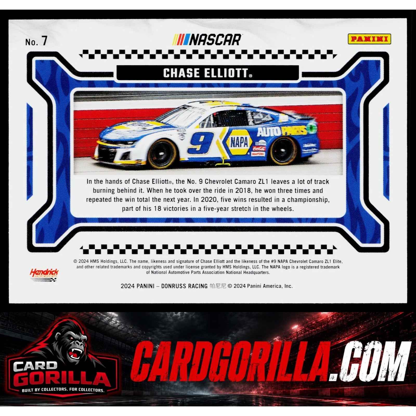 2024 Donruss #7 Chase Elliott Burning Rubber Blue Xplosion #/49