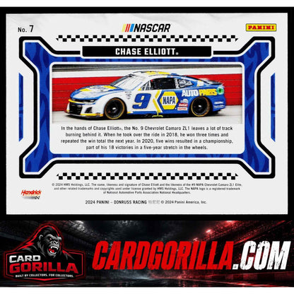 2024 Donruss #7 Chase Elliott Burning Rubber Blue Xplosion #/49