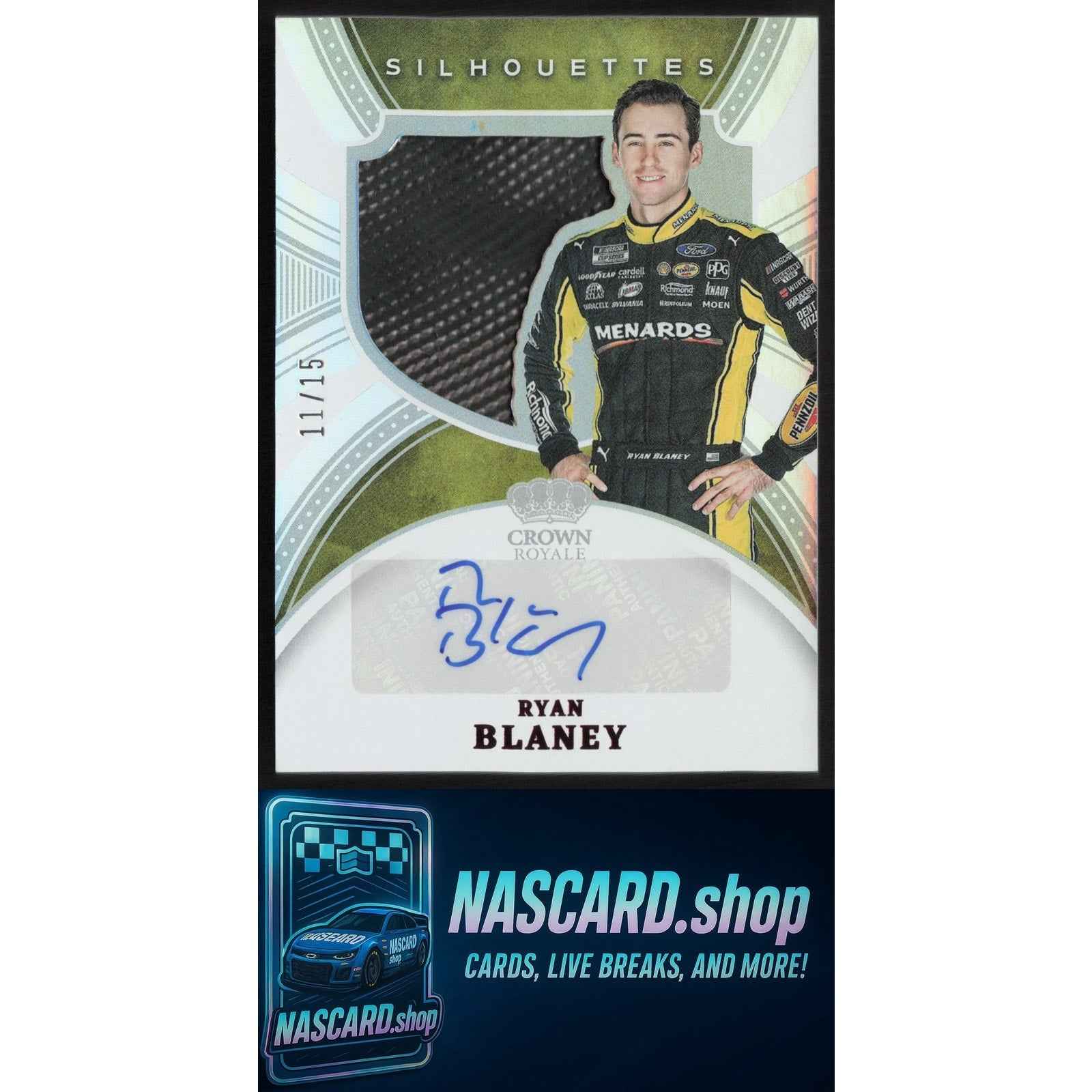 2022 Panini Chronicles Ryan Blaney Crown Royale Silhouette Signatures Red #/15