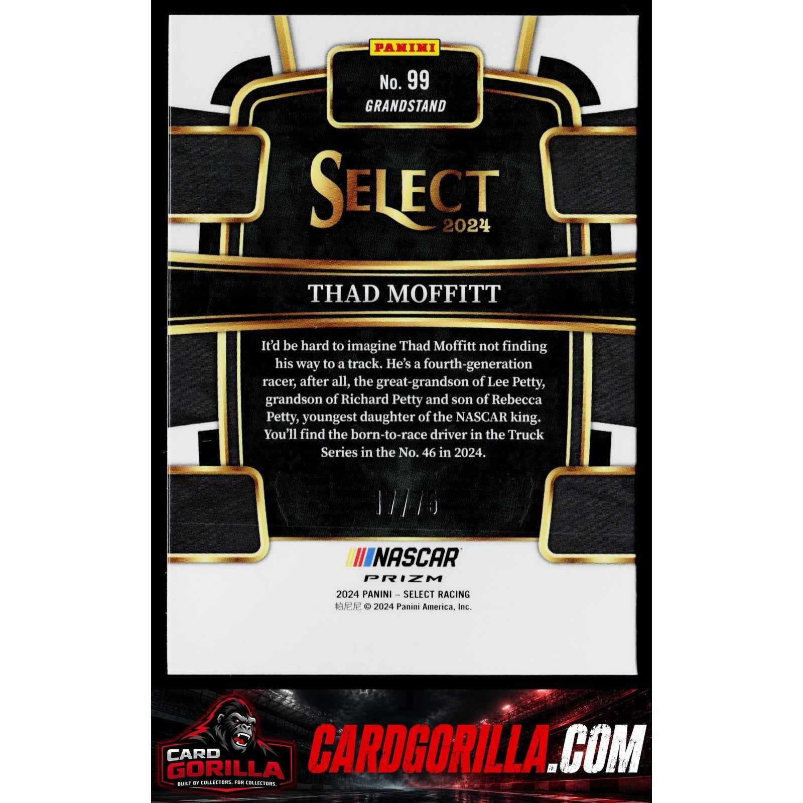 2024 Panini Select #99 Thad Moffitt Neon Green Prizms #/75