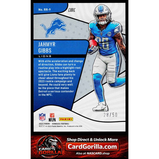 2023 Donruss #RR-9 Jahmyr Gibbs Rookie Revolution Cubic #/50