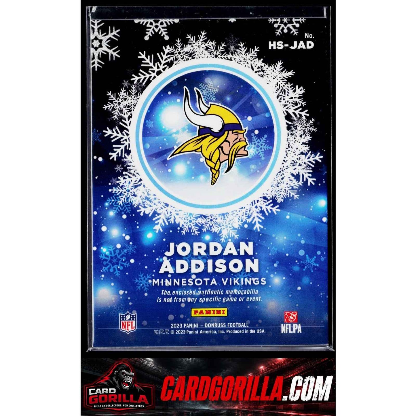 2023 Donruss #HS-JAD Jordan Addison Rookie Holiday Sweater Relics