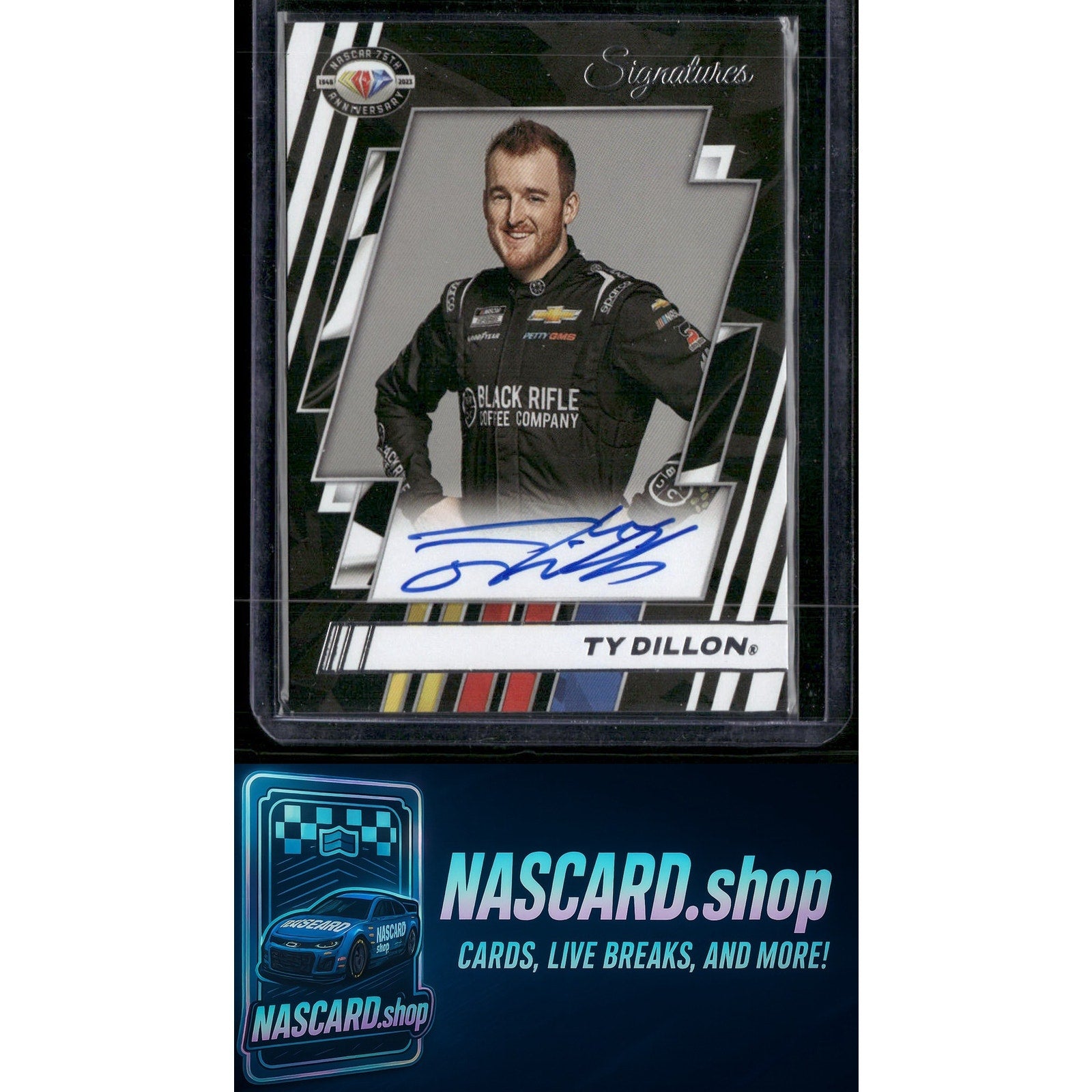 2023 Panini Prizm #75-TY Ty Dillon NASCAR 75th Anniversary Signatures - Card Gorilla