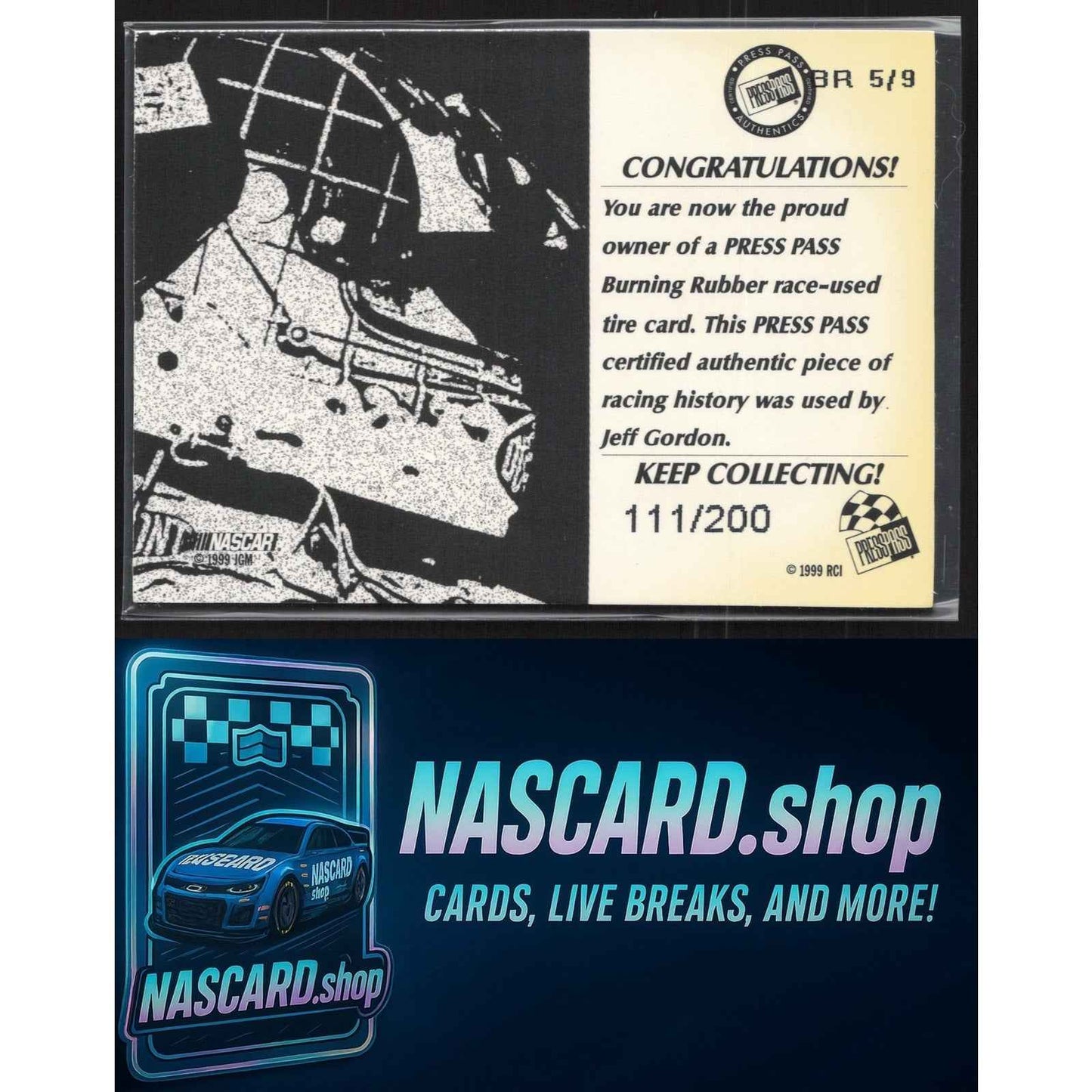 2000 Press Pass #BR 5 Jeff Gordon Burning Rubber #/200