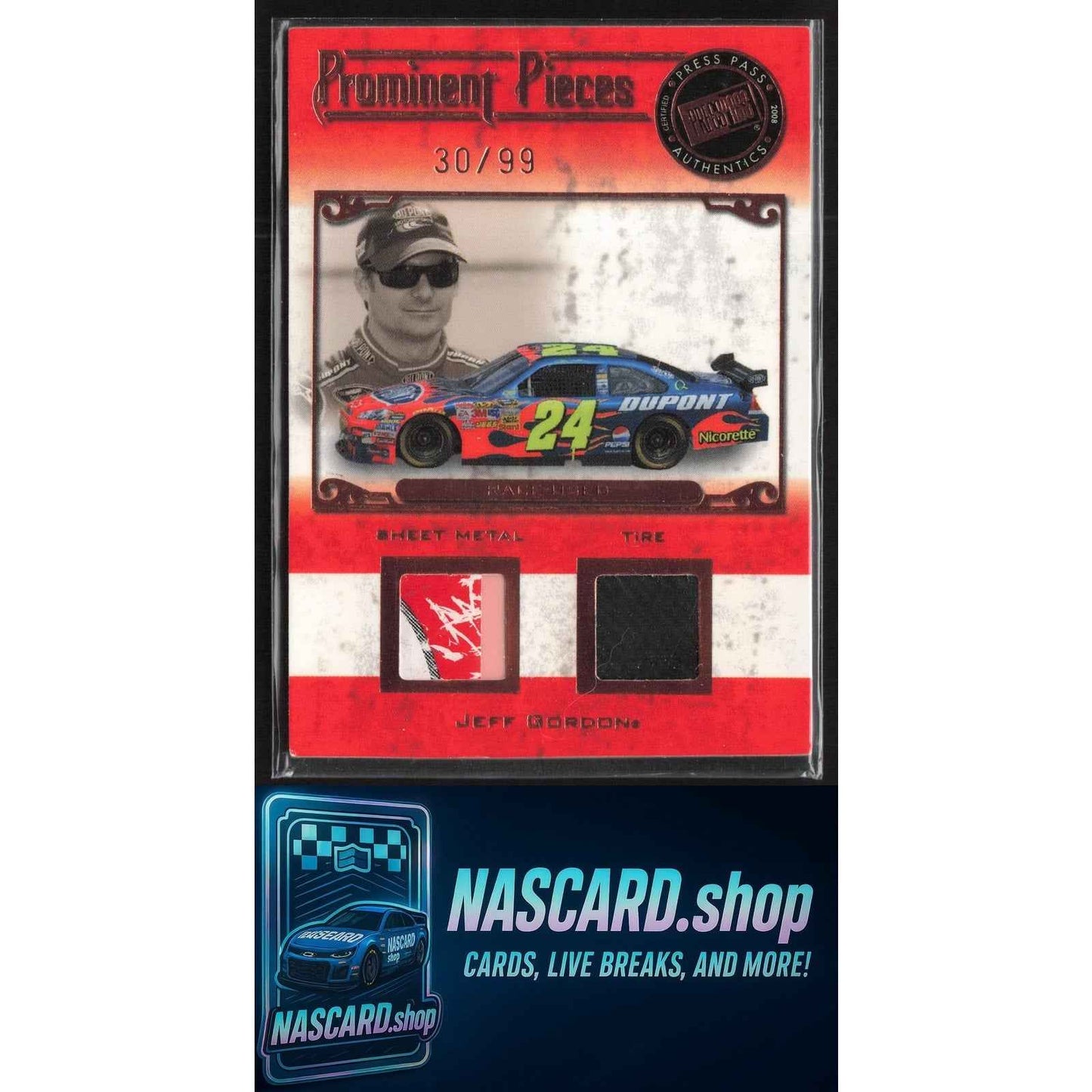 2008 Press Pass Legends Jeff Gordon Prominent Pieces Metal-Tire Bronze #/99