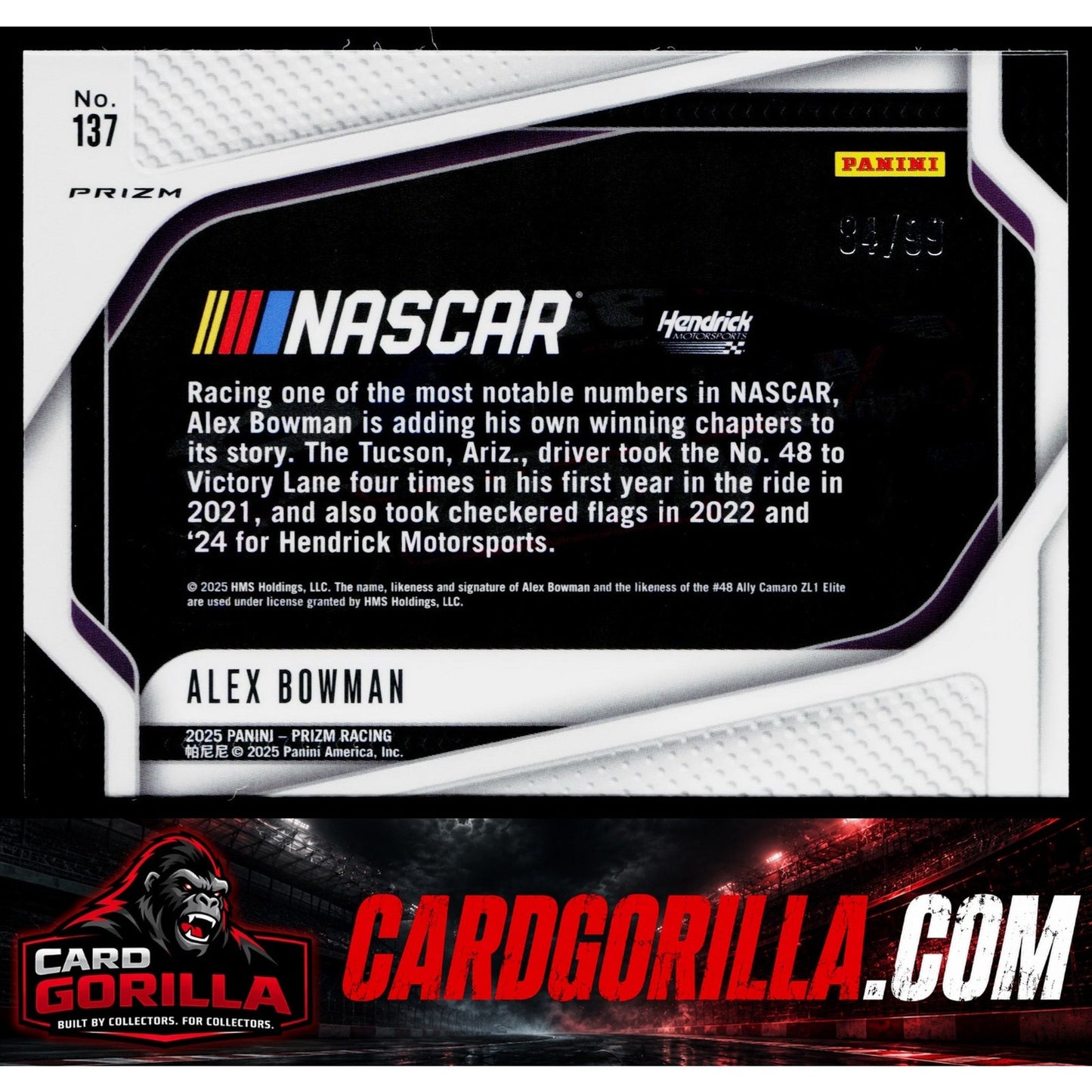 2025 Panini Prizm #137 Alex Bowman Purple #/99