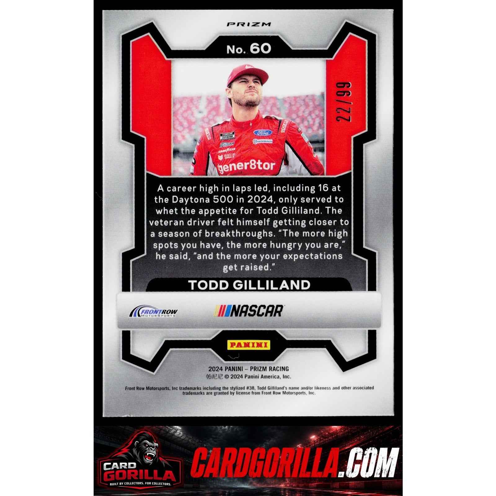 2024 Panini Prizm #60 Todd Gilliland Purple #/99
