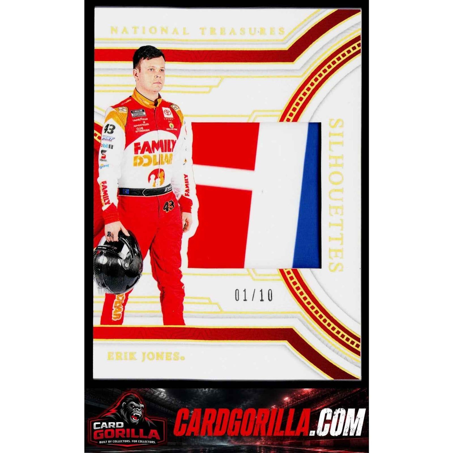 2024 Panini National Treasures #SS-EJS Erik Jones Silhouettes Holo Gold #/10