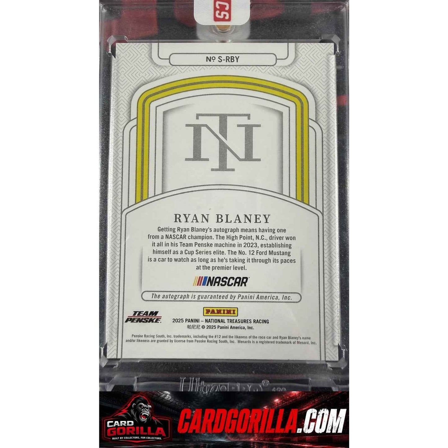 2025 Panini National Treasures #S-RBY Ryan Blaney Signatures #/99
