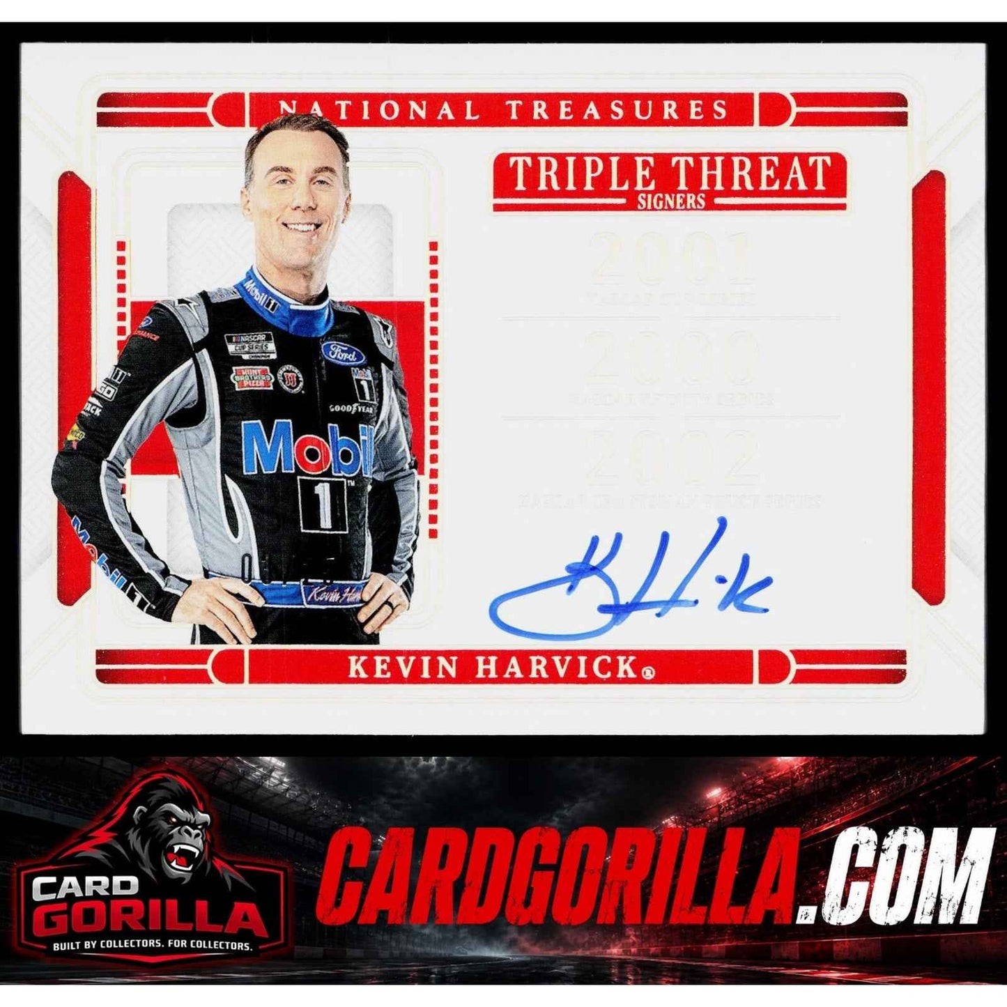 2025 National Treasures Kevin Harvick Triple Threat Signers Holo Silver #/25
