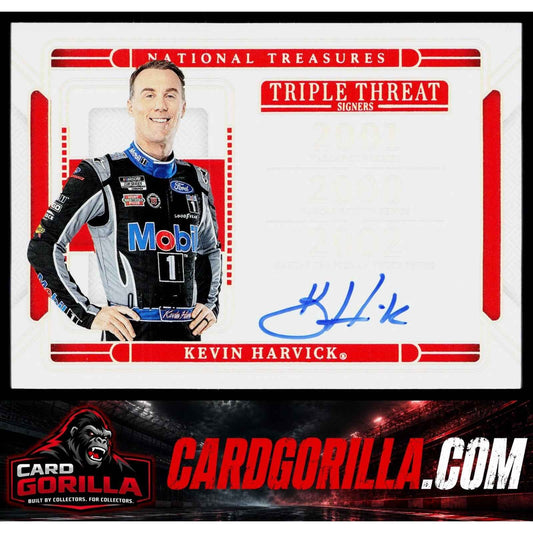 2025 National Treasures Kevin Harvick Triple Threat Signers Holo Silver #/25