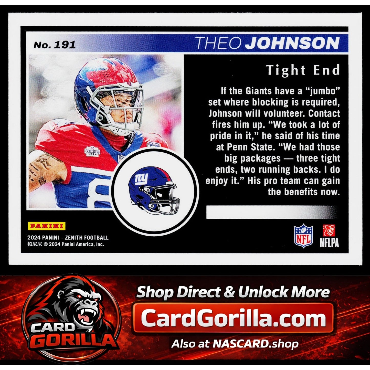 2024 Panini Zenith #191 Theo Johnson Two Minute Drill