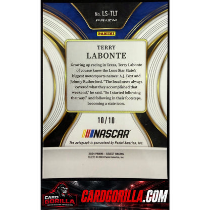 2024 Panini Select Terry Labonte Legendary Signatures Gold Flash Prizms #10/10