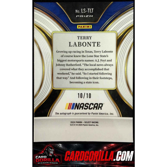 2024 Panini Select Terry Labonte Legendary Signatures Gold Flash Prizms #10/10