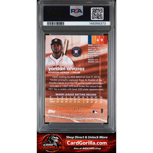 2020 Stadium Club Chrome #69 Yordan Alvarez RC Gold Refractor #/50 PSA 10