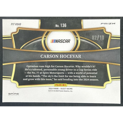 2024 Panini Select Nascar Carson Hocevar #136 Gold Prizms /10