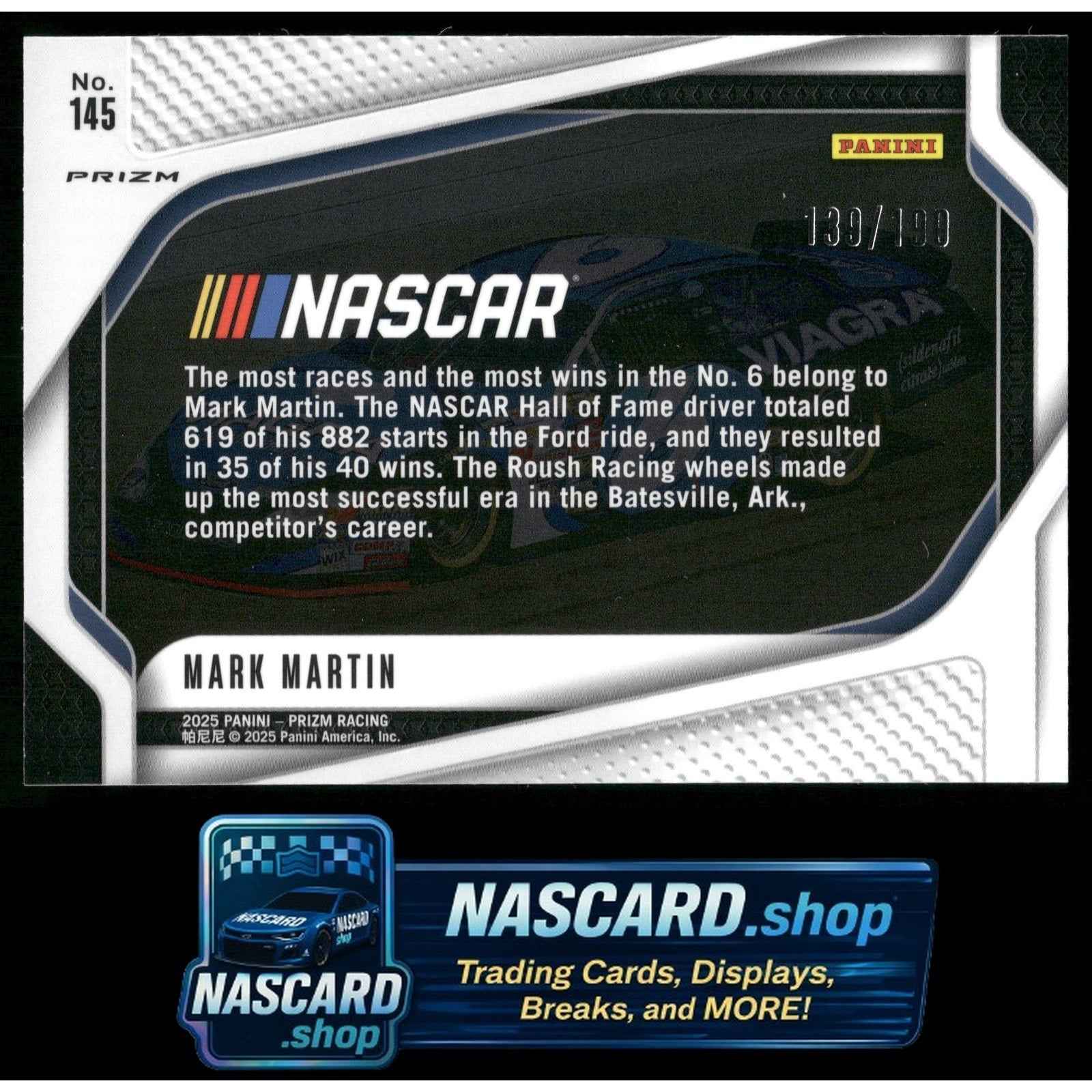 2025 Panini Prizm #145 Mark Martin Blue #/199